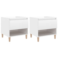 Comodini 2 pz Bianco Lucido 50x46x50 cm in Legno Multistrato 819537