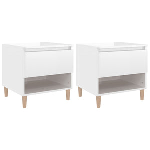 Comodini 2 pz Bianco Lucido 50x46x50 cm in Legno Multistrato 819537