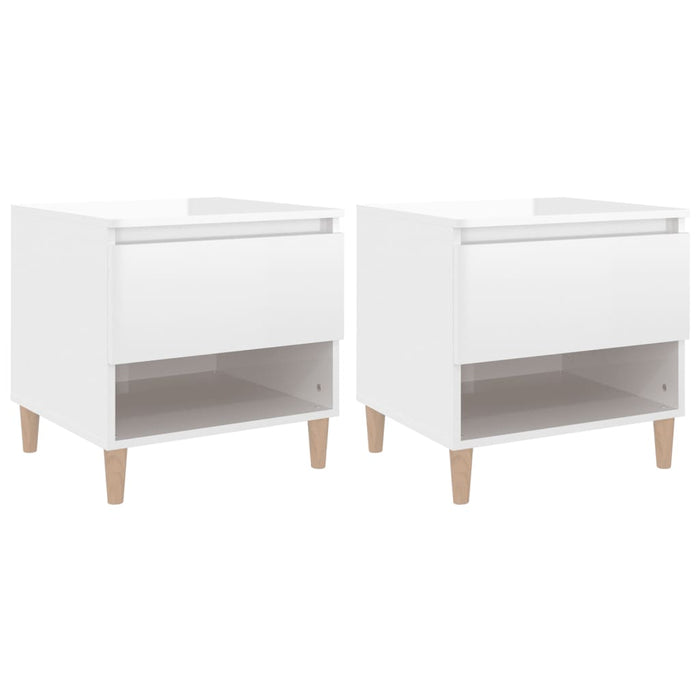 Comodini 2 pz Bianco Lucido 50x46x50 cm in Legno Multistrato 819537