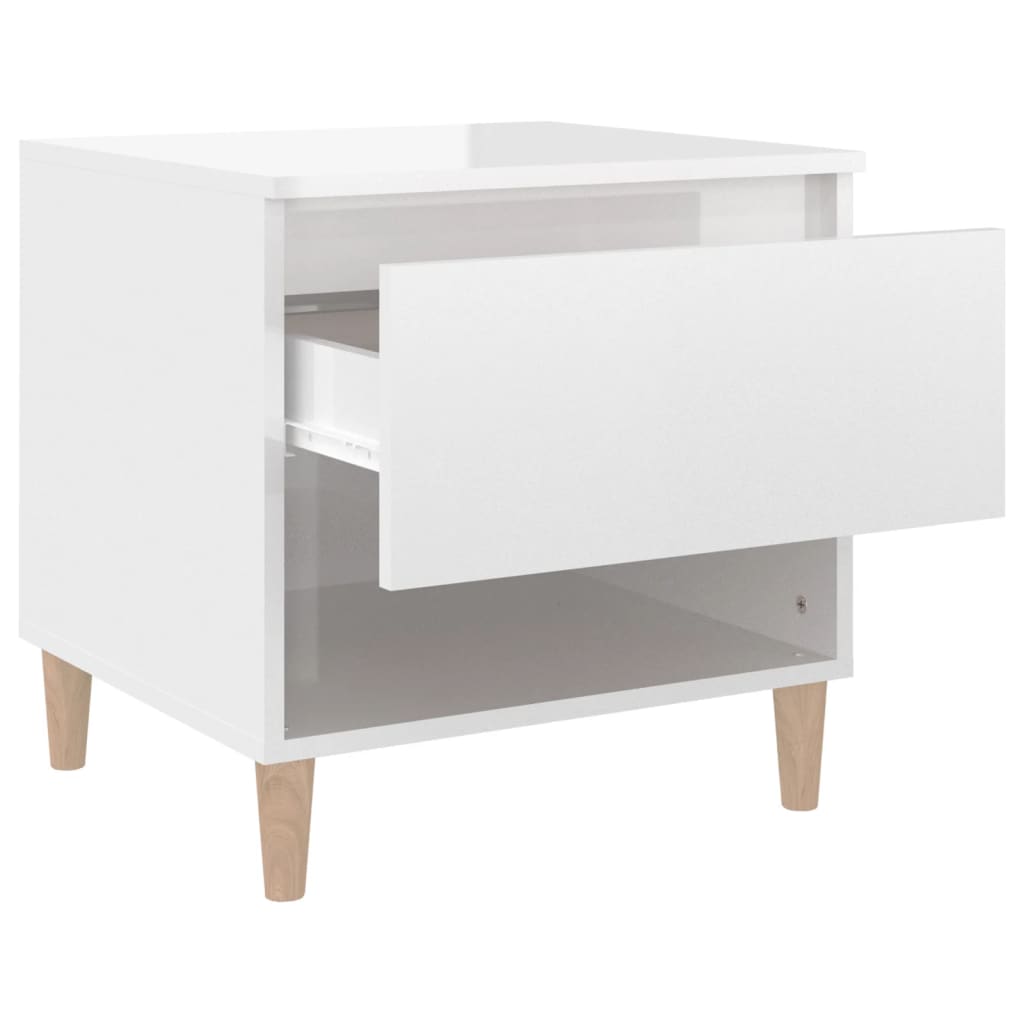 Comodini 2 pz Bianco Lucido 50x46x50 cm in Legno Multistrato 819537