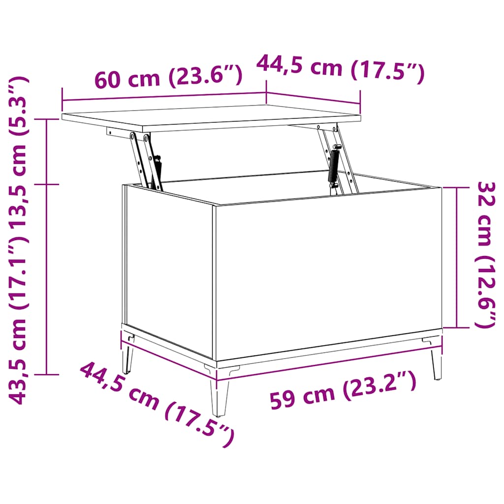 Tavolino Salotto Rovere Sonoma 60x44,5x45 cm Legno Multistrato 819575