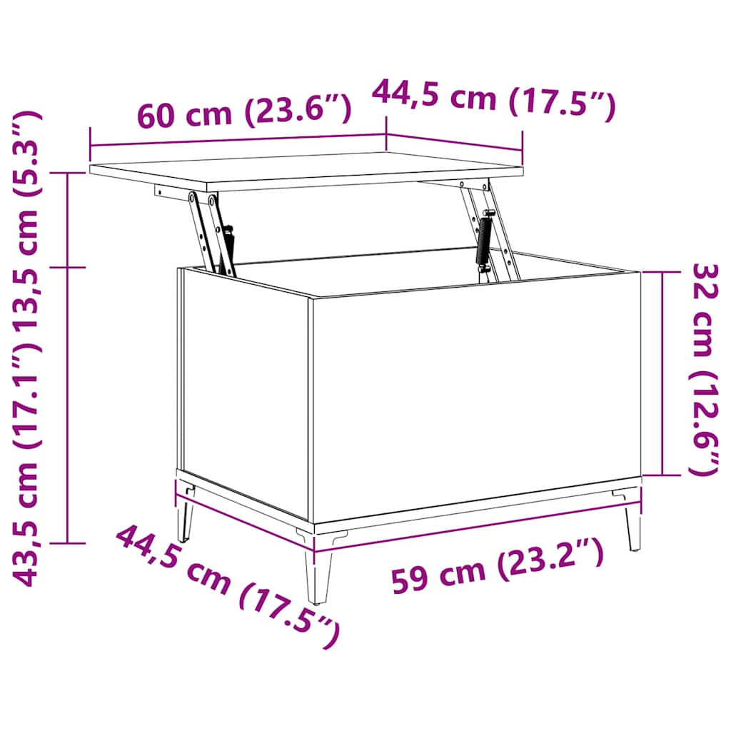 Tavolino Salotto Grigio Sonoma 60x44,5x45 cm Legno Multistrato cod mxl 16436