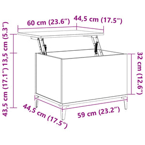 Tavolino Salotto Rovere Marrone 60x44,5x45 cm Legno Multistrato cod mxl 26733