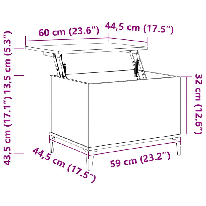 Tavolino Salotto Rovere Marrone 60x44,5x45 cm Legno Multistrato cod mxl 26733