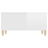 Tavolino Salotto Bianco Lucido 90x44,5x45 cm Legno Multistrato 819582