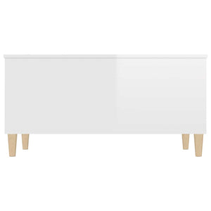 Tavolino Salotto Bianco Lucido 90x44,5x45 cm Legno Multistrato 819582