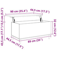 Tavolino Salotto Bianco Lucido 90x44,5x45 cm Legno Multistrato 819582