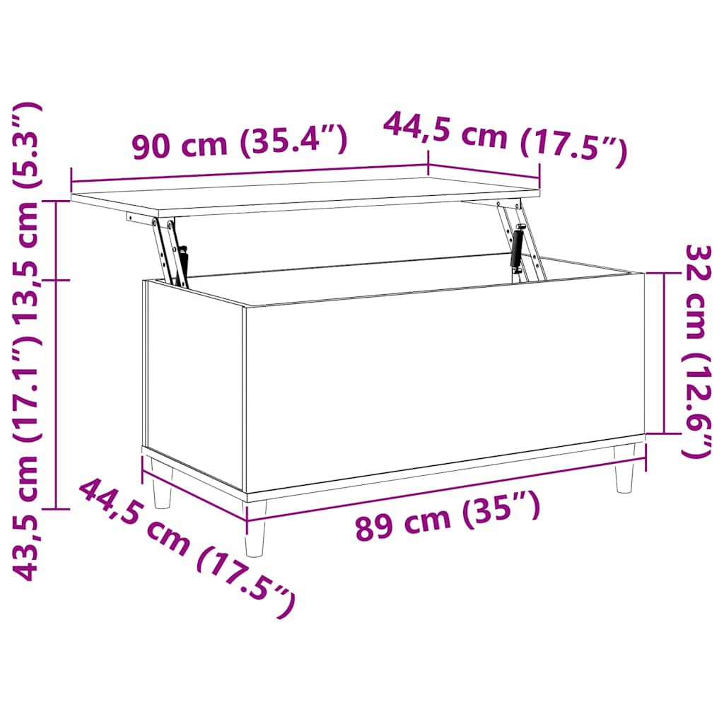 Tavolino Salotto Bianco Lucido 90x44,5x45 cm Legno Multistrato cod mxl 26952