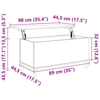 Tavolino Salotto Grigio Cemento 90x44,5x45 cm Legno Multistrato cod mxl 26953