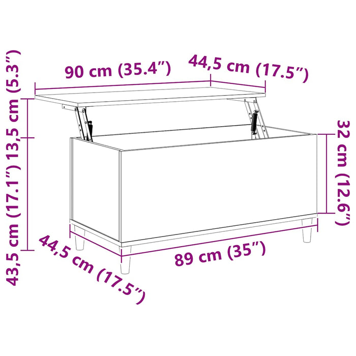 Tavolino Salotto Grigio Cemento 90x44,5x45 cm Legno Multistrato cod mxl 26953