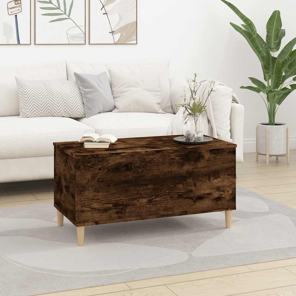 Tavolino da Salotto-Tavolino da soggiorno-Tavolo Rovere Fumo 90x44,5x45 cm Legno Multistrato 423087
