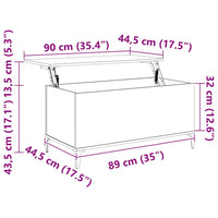Tavolino da Salotto Bianco 90x44,5x45 cm in Legno Multistrato