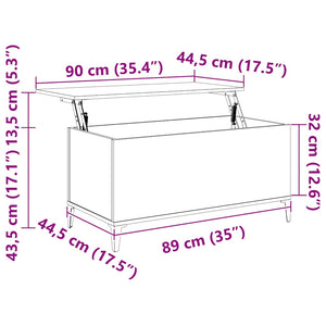 Tavolino da Salotto Bianco 90x44,5x45 cm in Legno Multistrato