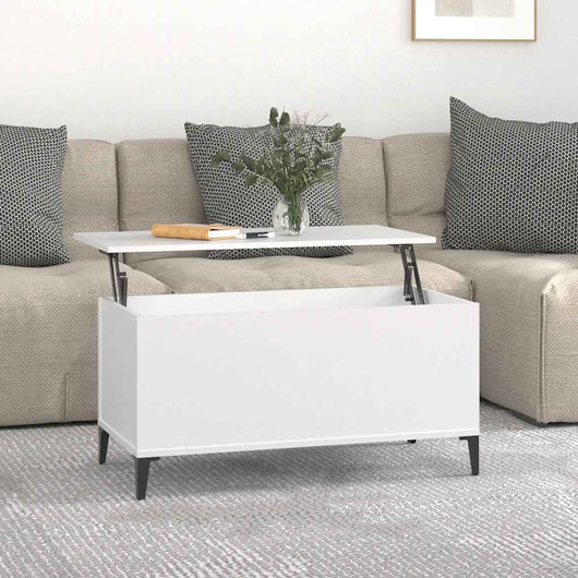Tavolino da Salotto Bianco 90x44,5x45 cm in Legno Multistrato 819588