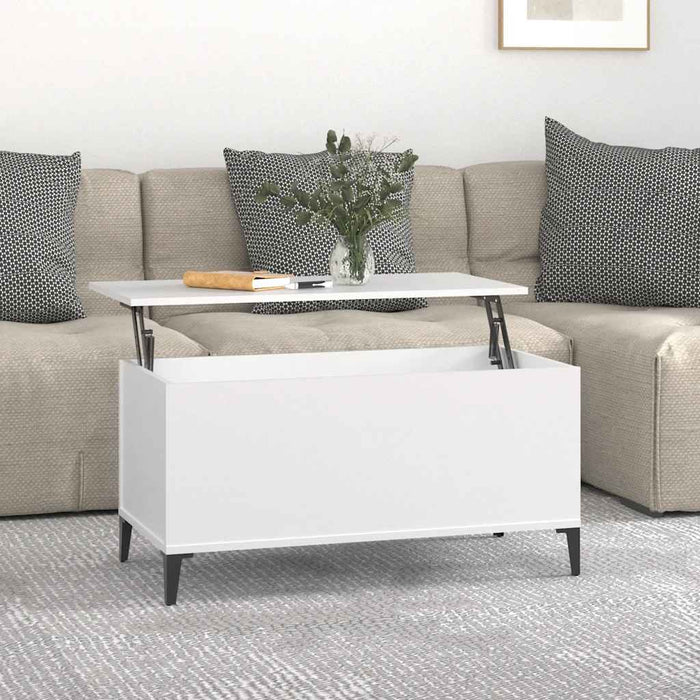 Tavolino da Salotto-Tavolino da soggiorno-Tavolo Bianco 90x44,5x45 cm in Legno Multistrato 859106