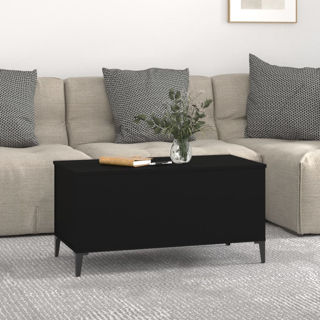Tavolino da Salotto Nero 90x44,5x45 cm in Legno Multistrato 819589
