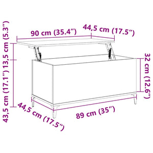 Tavolino da Salotto Nero 90x44,5x45 cm in Legno Multistrato cod mxl 27301