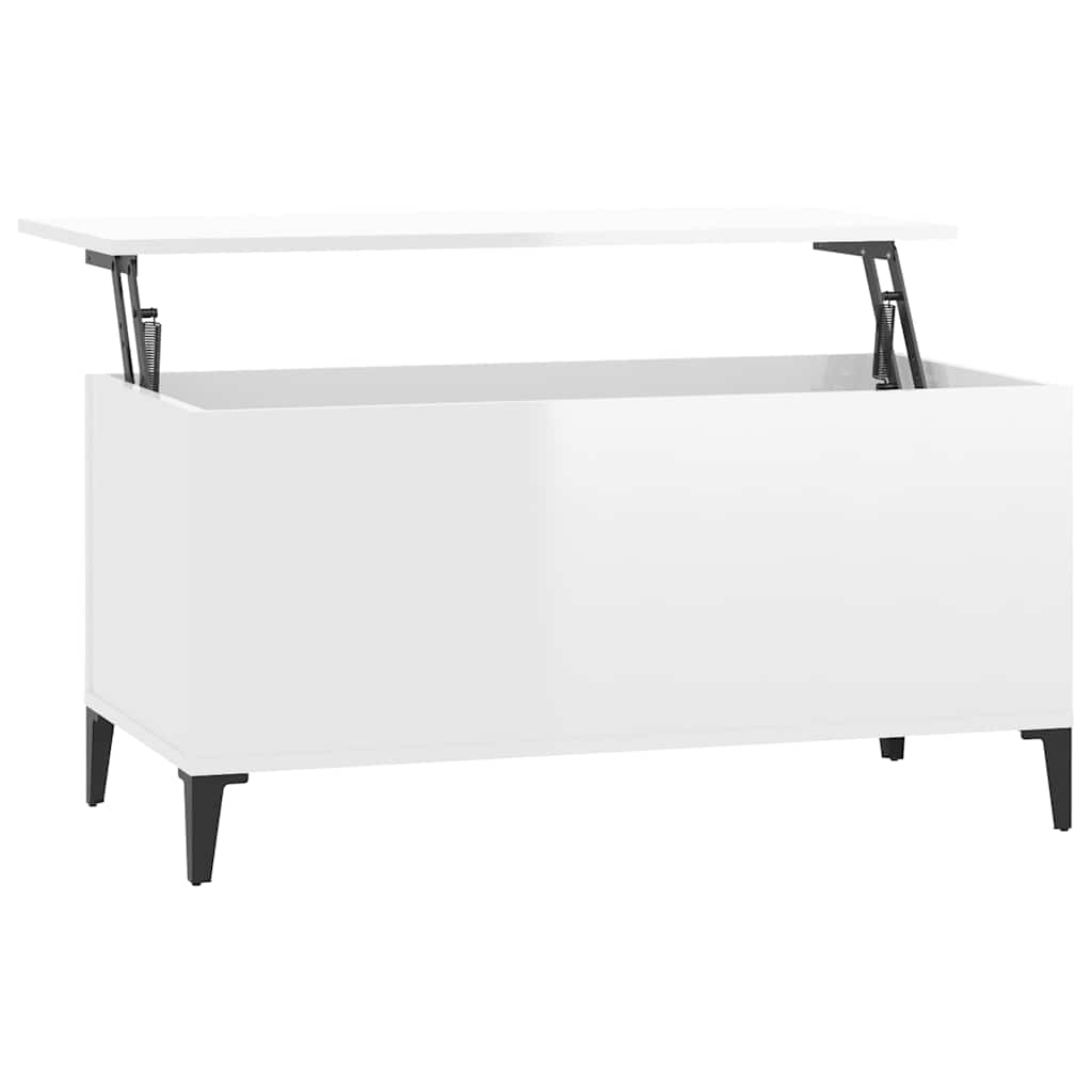 Tavolino Salotto-Tavolino da soggiorno-Tavolo Bianco Lucido 90x44,5x45 cm Legno Multistrato 244211