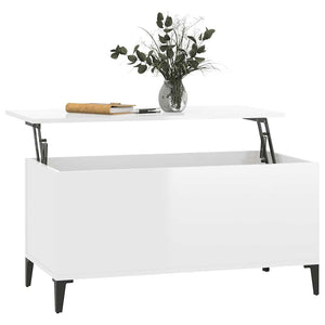 Tavolino Salotto-Tavolino da soggiorno-Tavolo Bianco Lucido 90x44,5x45 cm Legno Multistrato 244211