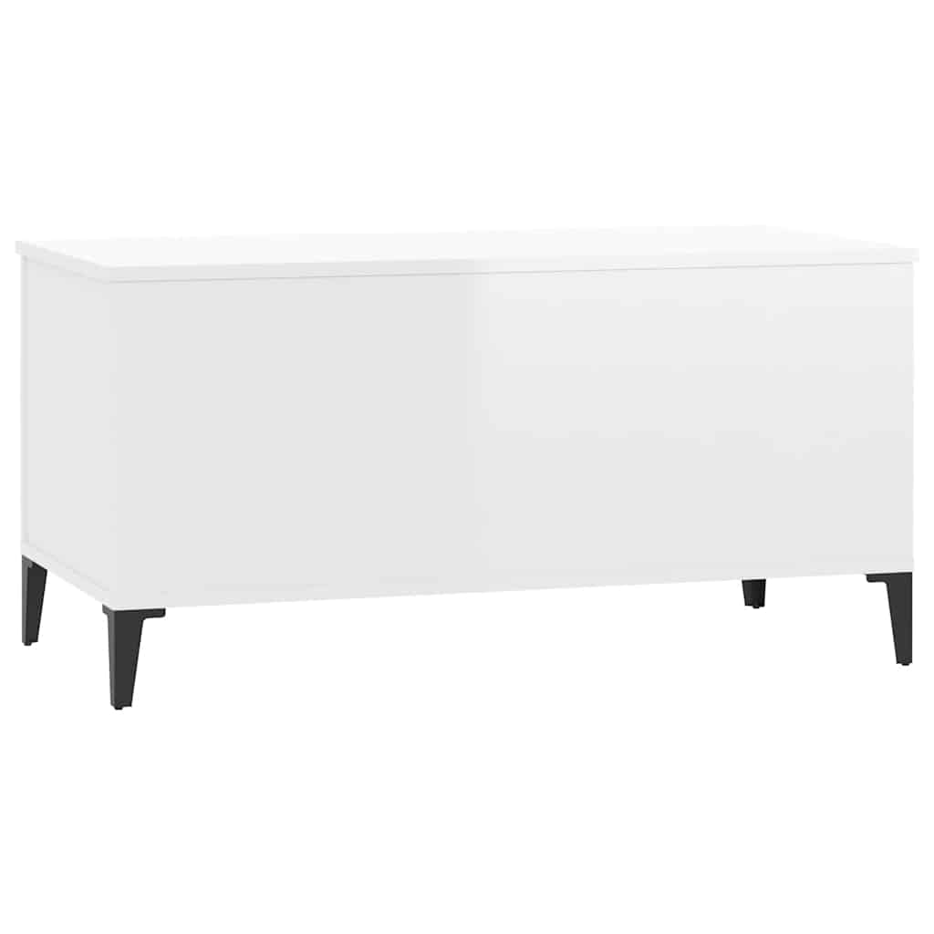 Tavolino Salotto-Tavolino da soggiorno-Tavolo Bianco Lucido 90x44,5x45 cm Legno Multistrato 244211