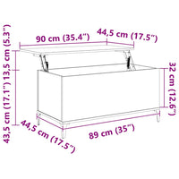 Tavolino Salotto Grigio Cemento 90x44,5x45 cm Legno Multistrato cod mxl 26894