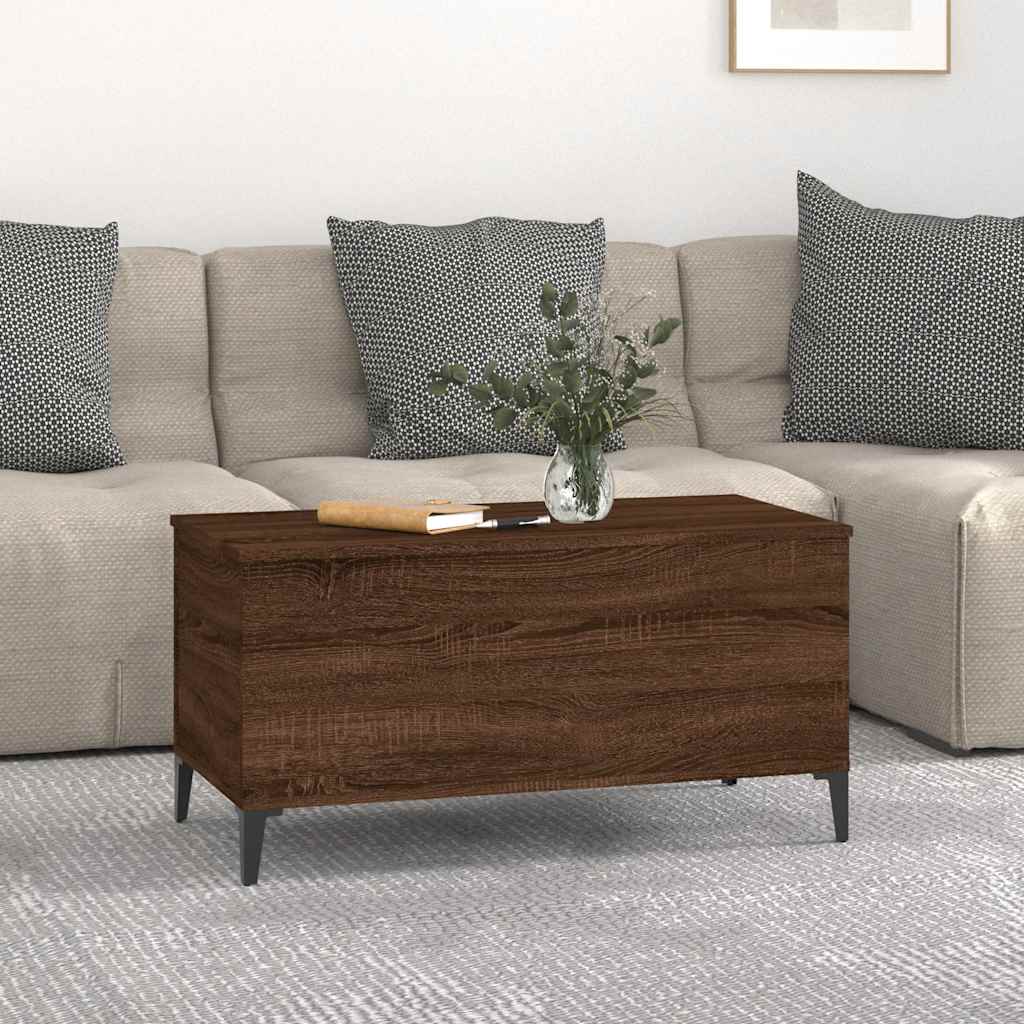 Tavolino Salotto Rovere Marrone 90x44,5x45 cm Legno Multistrato cod mxl 26895