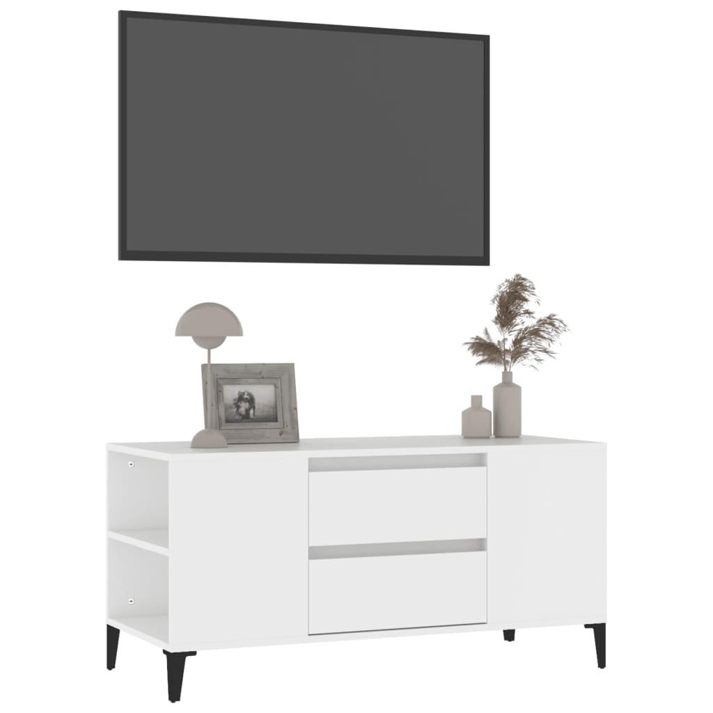 Mobile Porta TV Bianco 102x44,5x50 cm in Legno Multistrato 819604
