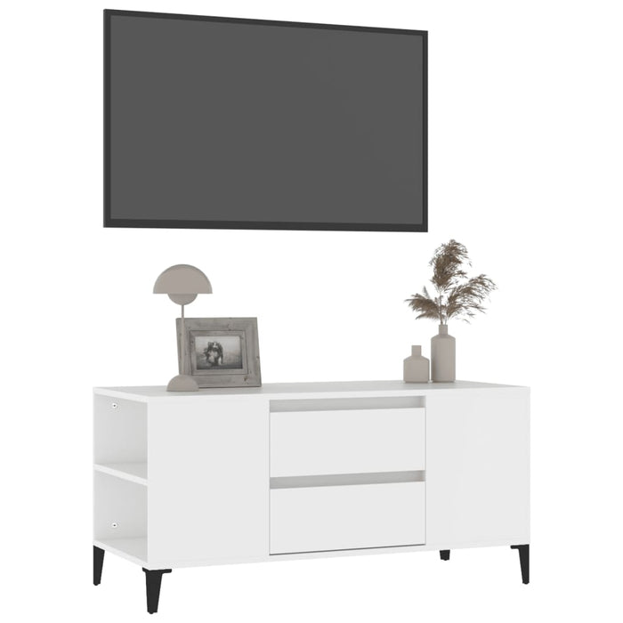 Mobile Porta TV Bianco 102x44,5x50 cm in Legno Multistrato 819604