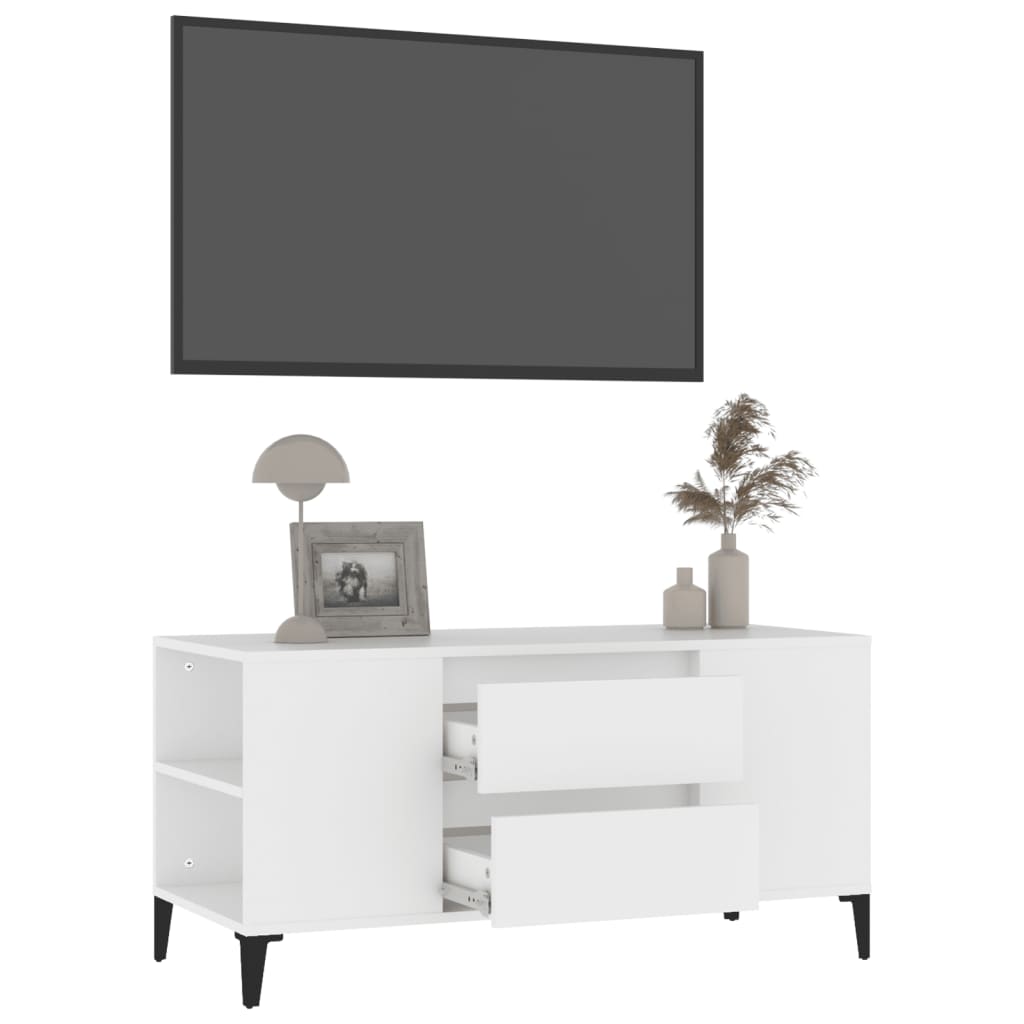 Mobile Porta TV-Mobile per TV-Credenza TV Bianco 102x44,5x50 cm in Legno Multistrato