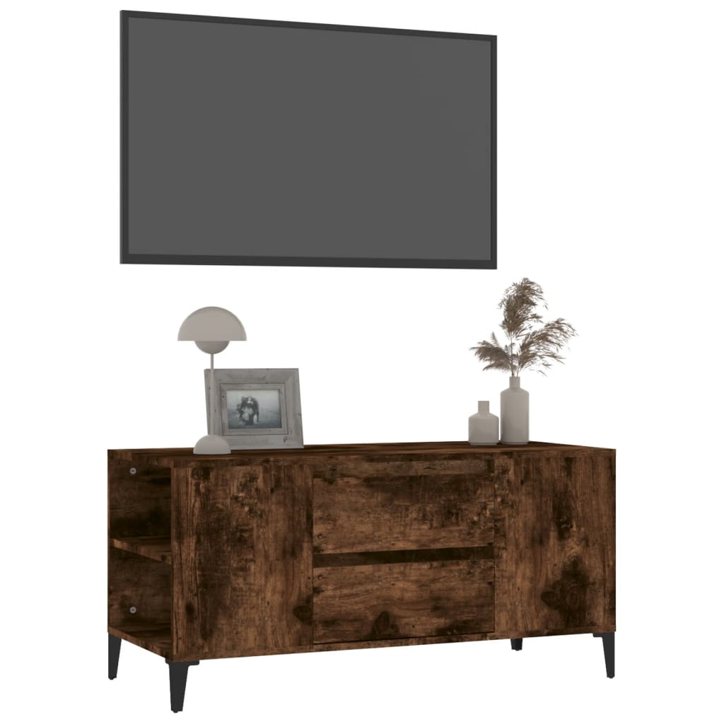 Mobile Porta TV Rovere Fumo 102x44,5x50 cm in Legno Multistrato 819609