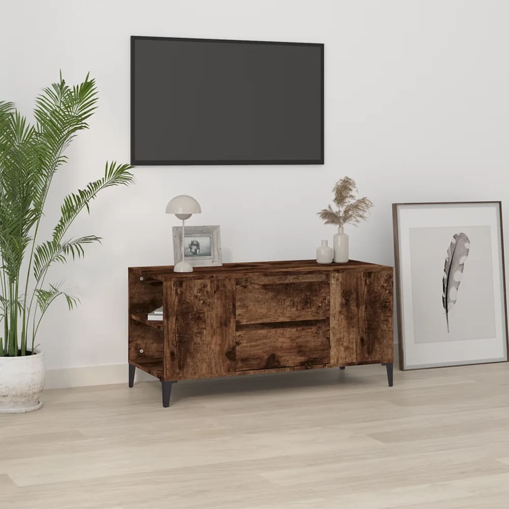 Mobile Porta TV Rovere Fumo 102x44,5x50 cm in Legno Multistrato 819609