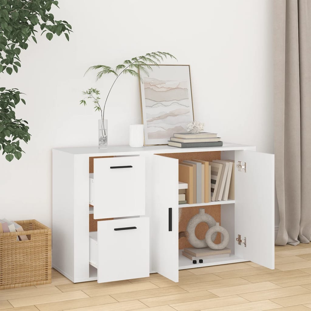 Credenza-Buffet-Armadio da cucina Bianca 100x33x59,5 cm in Legno Multistrato