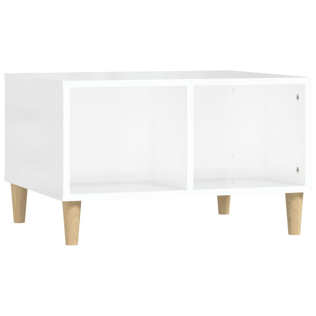 Tavolino Salotto Bianco Lucido 60x50x36,5 cm Legno Multistrato 821030