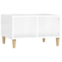 Tavolino Salotto Bianco Lucido 60x50x36,5 cm Legno Multistrato 821030