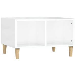 Tavolino Salotto Bianco Lucido 60x50x36,5 cm Legno Multistrato 821030
