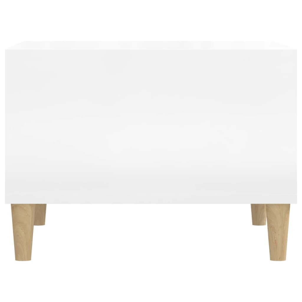 Tavolino Salotto Bianco Lucido 60x50x36,5 cm Legno Multistrato 821030