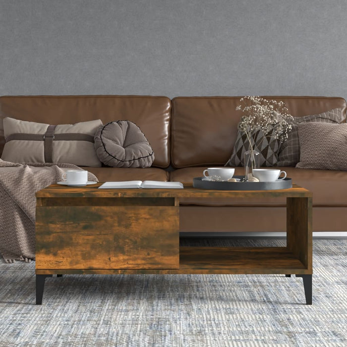 Tavolino da Salotto Rovere Fumo 90x50x36,5 cm Legno Multistrato 821057