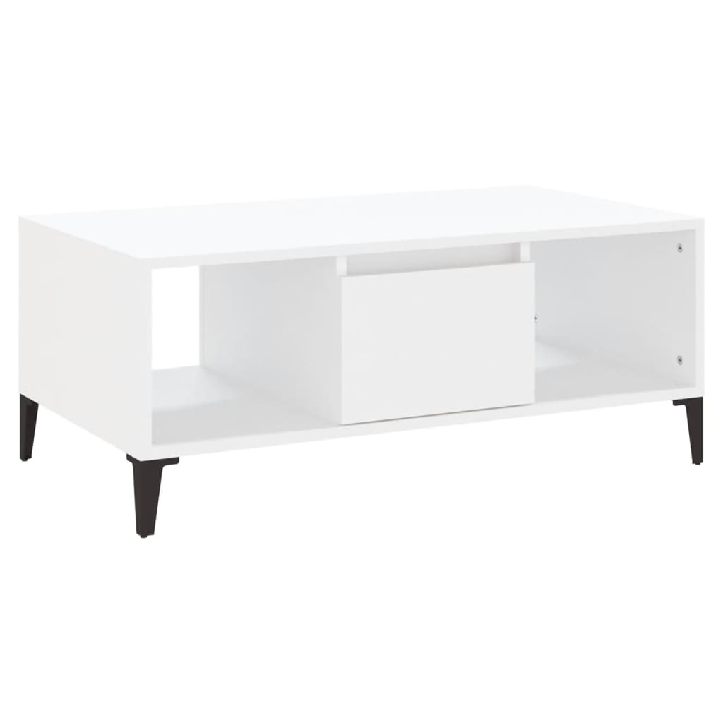 Tavolino da Salotto Bianco 90x50x36,5 cm in Legno Multistrato 821068