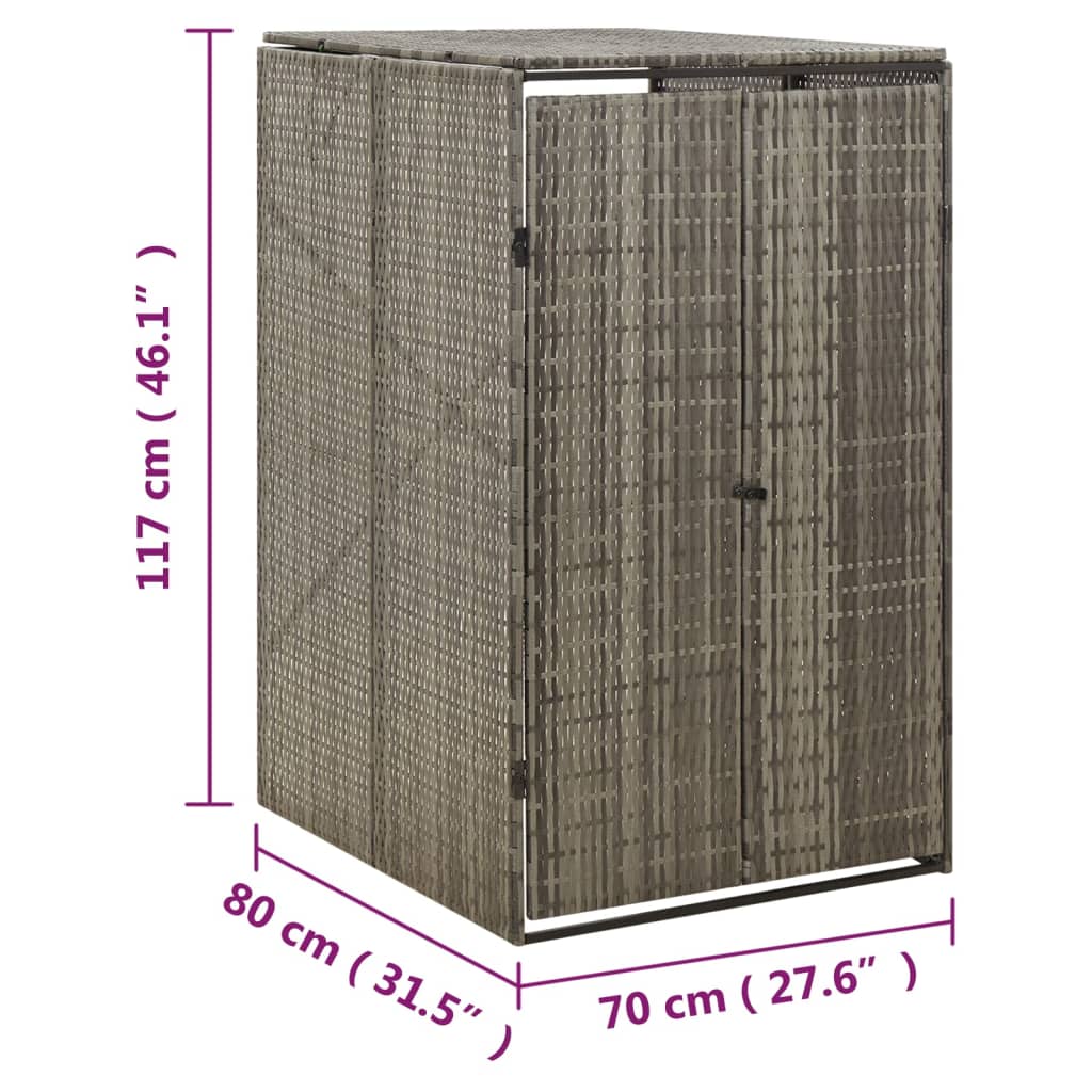 Copribidone Singolo Grigio 70x80x117 cm in Polyrattan 319864