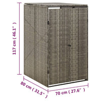 Copribidone Singolo Grigio 70x80x117 cm in Polyrattan 319864