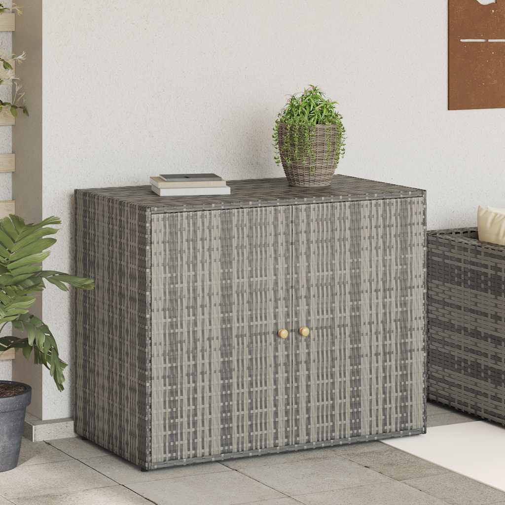 Mobile Portaoggetti da Giardino Grigio 100x55,5x80cm Polyrattan