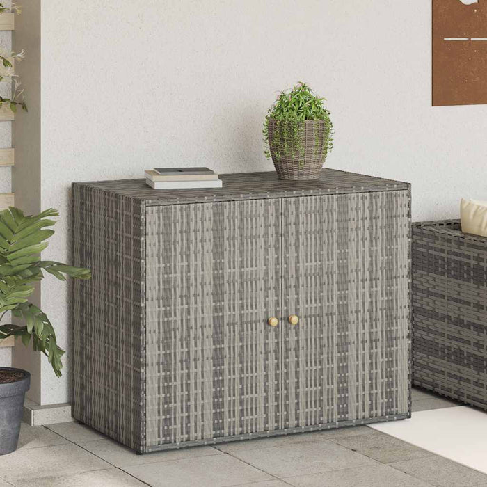 Mobile Portaoggetti da Giardino Grigio 100x55,5x80cm Polyrattan