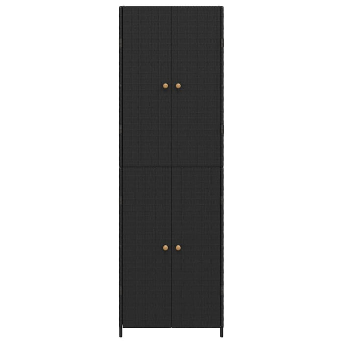 Armadietto Portaoggetti da Giardino-Armadio per esterni Nero 59x40x180cm Polyrattan