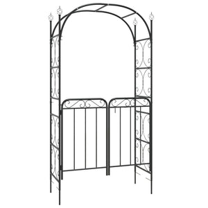 Arco da Giardino con Cancello Nero 108x45x235 cm Acciaio 319352