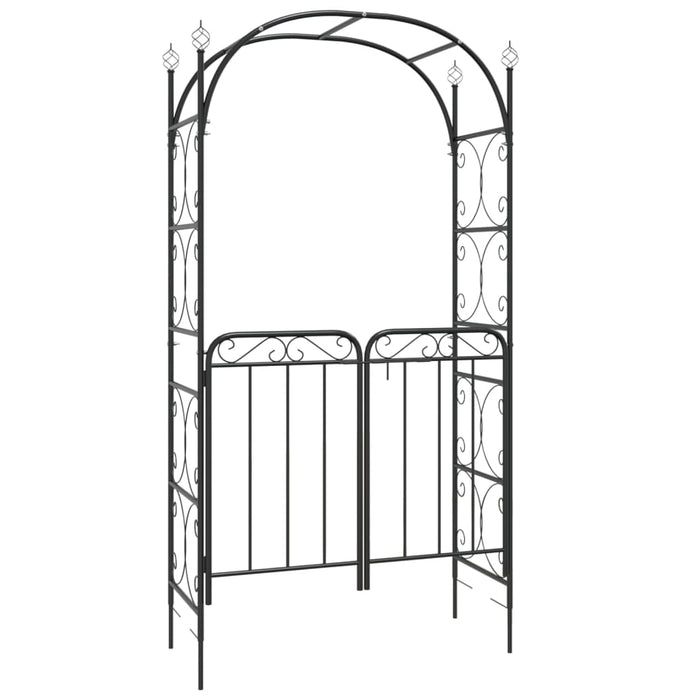 Arco da Giardino con Cancello-Archi da esterno Nero 108x45x235 cm Acciaio