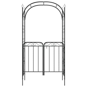 Arco da Giardino con Cancello Nero 108x45x235 cm Acciaio 319352