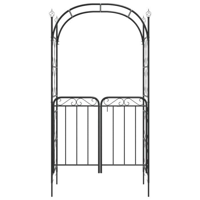 Arco da Giardino con Cancello Nero 108x45x235 cm Acciaio 319352