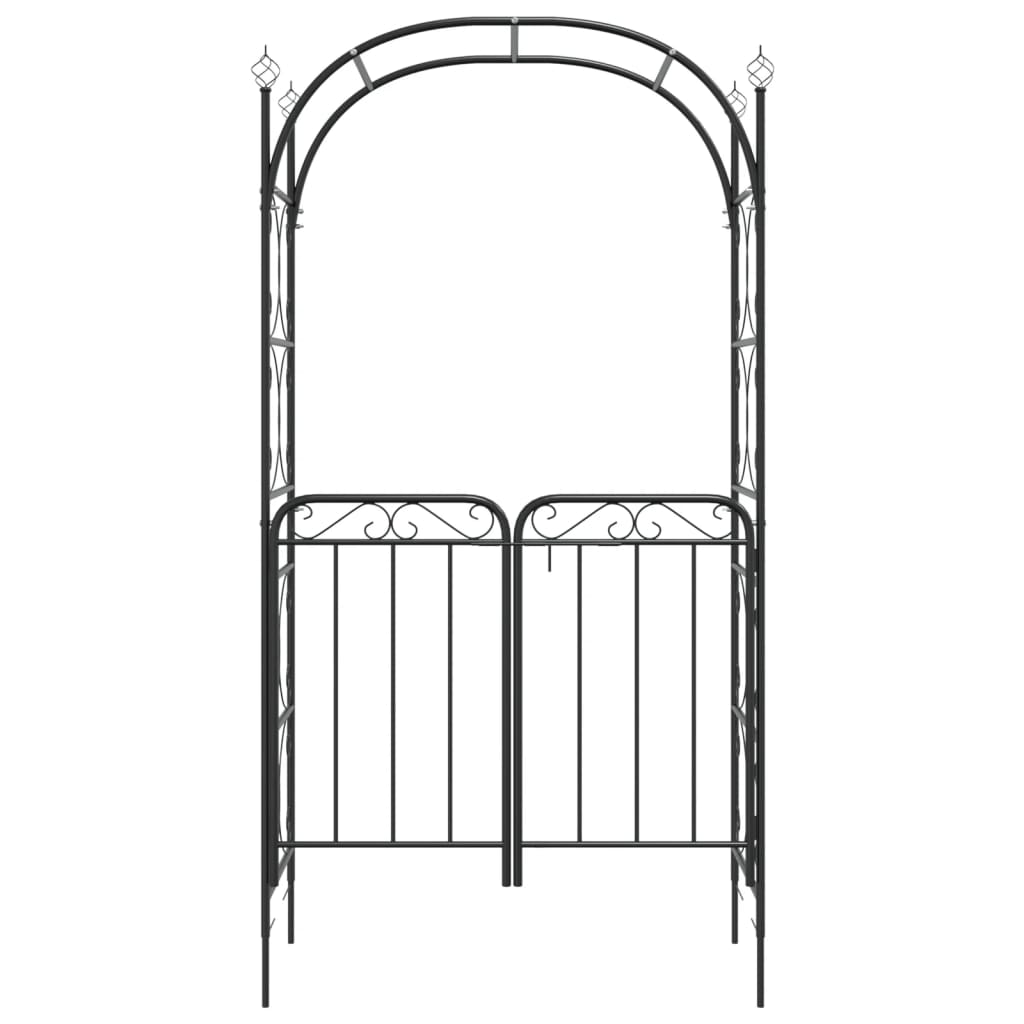 Arco da Giardino con Cancello-Archi da esterno Nero 108x45x235 cm Acciaio