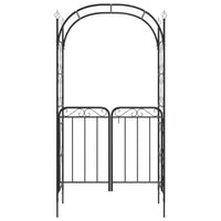 Arco da Giardino con Cancello-Archi da esterno Nero 108x45x235 cm Acciaio