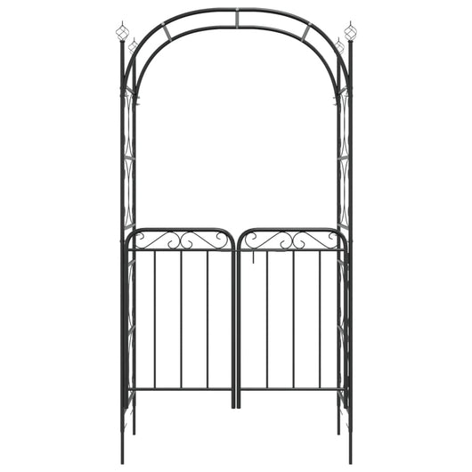 Arco da Giardino con Cancello-Archi da esterno Nero 108x45x235 cm Acciaio